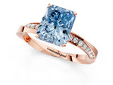 Rose gold Fancy Blue Radiant Cut Diamond Engagement Ring with Side Stone Accents and Four-Prong Setting_13