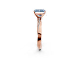 Rose gold Fancy Blue Radiant Cut Diamond Engagement Ring with Side Stone Accents and Four-Prong Setting_14