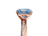 Rose gold Fancy Blue Radiant Cut Diamond Engagement Ring with Side Stone Accents and Four-Prong Setting_17