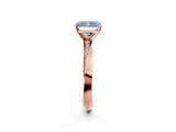 Rose gold Fancy Blue Radiant Cut Diamond Engagement Ring with Side Stone Accents and Four-Prong Setting_86