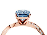 Rose gold Fancy Blue Radiant Cut Diamond Engagement Ring with Side Stone Accents and Four-Prong Setting_88