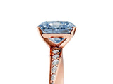 Rose gold Fancy Blue Radiant Cut Diamond Engagement Ring with Side Stone Accents and Four-Prong Setting_89