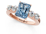 Rose gold Fancy Blue Radiant  Cut Diamond Five-Stone Prong Set White Gold Ring_33