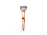 Rose gold Fancy Blue Radiant  Cut Diamond Five-Stone Prong Set White Gold Ring_34