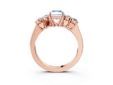 Rose gold Fancy Blue Radiant  Cut Diamond Five-Stone Prong Set White Gold Ring_35