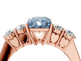 Rose gold Fancy Blue Radiant  Cut Diamond Five-Stone Prong Set White Gold Ring_36