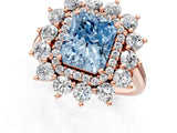 Rose gold Fancy Blue Radiant Cut Diamond Floral Double Halo Engagement Ring with Prong Setting_13