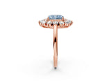 Rose gold Fancy Blue Radiant Cut Diamond Floral Double Halo Engagement Ring with Prong Setting_14