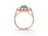 Rose gold Fancy Blue Radiant Cut Diamond Floral Double Halo Engagement Ring with Prong Setting_15