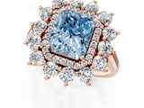 Rose gold Fancy Blue Radiant Cut Diamond Floral Double Halo Engagement Ring with Prong Setting_19