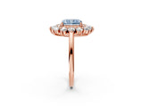 Rose gold Fancy Blue Radiant Cut Diamond Floral Double Halo Engagement Ring with Prong Setting_20