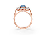Rose gold Fancy Blue Radiant Cut Diamond Floral Double Halo Engagement Ring with Prong Setting_21