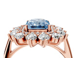 Rose gold Fancy Blue Radiant Cut Diamond Floral Double Halo Engagement Ring with Prong Setting_22
