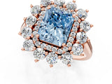 Rose gold Fancy Blue Radiant Cut Diamond Floral Double Halo Engagement Ring with Prong Setting_61