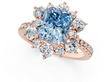 Rose gold Fancy Blue Radiant  Cut Diamond Floral Halo Pave Band with Prong Setting_38
