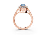 Rose gold Fancy Blue Radiant Cut Diamond Floral Halo Ring with Pavé Band and Prong Setting_6