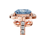Rose gold Fancy Blue Radiant Cut Diamond Floral Halo Split Shank Prong Setting Ring_5