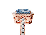 Rose gold Fancy Blue Radiant Cut Diamond Halo Engagement Ring with Pavé Band and Prong Setting_32