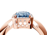 Rose gold Fancy Blue Radiant  Cut Diamond Halo Engagement Ring with Split Shank and Four-Prong Setting_94
