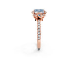Rose gold Fancy Blue Radiant Cut Diamond Halo Pave Band with Four-Prong Setting_5