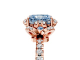 Rose gold Fancy Blue Radiant Cut Diamond Halo Pave Band with Four-Prong Setting_8