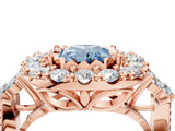 Rose gold Fancy Blue Radiant Cut Diamond Halo Ring with Pavé Band and Four-Prong Setting_60