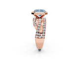 Rose gold Fancy Blue Radiant Cut Diamond Halo Ring with Round Split Shank and Prong Setting_38