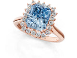 Rose gold Fancy Blue Radiant  Cut Diamond Halo Ring with Solitaire Band and Prong Setting_54