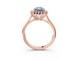 Rose gold Fancy Blue Radiant  Cut Diamond Halo Ring with Solitaire Band and Prong Setting_56