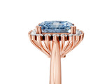 Rose gold Fancy Blue Radiant  Cut Diamond Halo Ring with Solitaire Band and Prong Setting_58