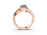 Rose gold Fancy Blue Radiant Cut Diamond Halo Ring with Split Shank Pavé Band and Four-Prong Setting_3