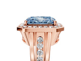 Rose gold Fancy Blue Radiant Cut Diamond Halo Ring with Split Shank and Bezel Accents and Prong Setting_5