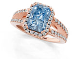 Rose gold Fancy Blue Radiant Cut Diamond Halo Split Shank Engagement Ring_63