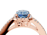 Rose gold Fancy Blue Radiant Cut Diamond Halo Split Shank Engagement Ring_66