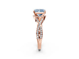 Rose gold Fancy Blue Radiant Cut Diamond  Halo Twist Band Solitaire Prong Setting Ring_26
