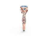 Rose gold Fancy Blue Radiant Cut Diamond  Halo Twist Band Solitaire Prong Setting Ring_50