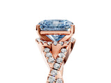 Rose gold Fancy Blue Radiant Cut Diamond  Halo Twist Band Solitaire Prong Setting Ring_53