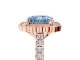 Rose gold Fancy Blue Radiant  Cut Diamond Milgrain Floral Halo Engagement Ring with Pavé Band_20