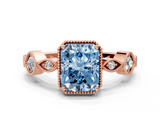 Rose gold Fancy Blue Radiant  Cut Diamond Milgrain Marquise Band with Prong Setting_3