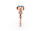 Rose gold Fancy Blue Radiant  Cut Diamond Milgrain Marquise Band with Prong Setting_5