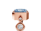 Rose gold Fancy Blue Radiant  Cut Diamond Milgrain Marquise Band with Prong Setting_8