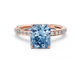 Rose gold Fancy Blue Radiant  Cut Diamond Pavé Band Ring with Four-Prong Setting_24