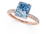 Rose gold Fancy Blue Radiant  Cut Diamond Pavé Band Ring with Four-Prong Setting_25