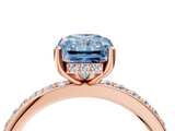 Rose gold Fancy Blue Radiant  Cut Diamond Pavé Band Ring with Four-Prong Setting_28