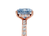 Rose gold Fancy Blue Radiant  Cut Diamond Pavé Band Ring with Four-Prong Setting_29