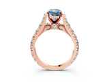 Rose gold Fancy Blue Radiant  Cut Diamond Pavé Band Solitaire with Four-Prong Setting_18