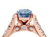 Rose gold Fancy Blue Radiant  Cut Diamond Pavé Band Solitaire with Four-Prong Setting_19