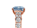 Rose gold Fancy Blue Radiant  Cut Diamond Pavé Band Solitaire with Four-Prong Setting_20