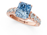 Rose gold Fancy Blue Radiant  Cut Diamond Pavé Band Solitaire with Four-Prong Setting_4