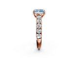 Rose gold Fancy Blue Radiant  Cut Diamond Pavé Band Solitaire with Four-Prong Setting_5
